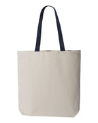 Q-Tees Q4400, 11l Canvas Tote With Contrast-color Handles, Natural/ Navy