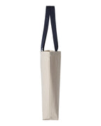 Q-Tees Q4400, 11l Canvas Tote With Contrast-color Handles, Natural/ Navy