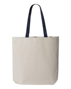 Q-Tees Q4400, 11l Canvas Tote With Contrast-color Handles, Natural/ Navy