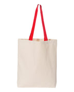 Q-Tees Q4400, 11l Canvas Tote With Contrast-color Handles, Natural/ Red