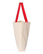Q-Tees Q4400, 11l Canvas Tote With Contrast-color Handles, Natural/ Red