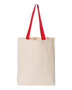 Q-Tees Q4400, 11l Canvas Tote With Contrast-color Handles, Natural/ Red