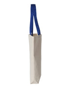 Q-Tees Q4400, 11l Canvas Tote With Contrast-color Handles, Natural/ Royal