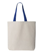 Q-Tees Q4400, 11l Canvas Tote With Contrast-color Handles, Natural/ Royal