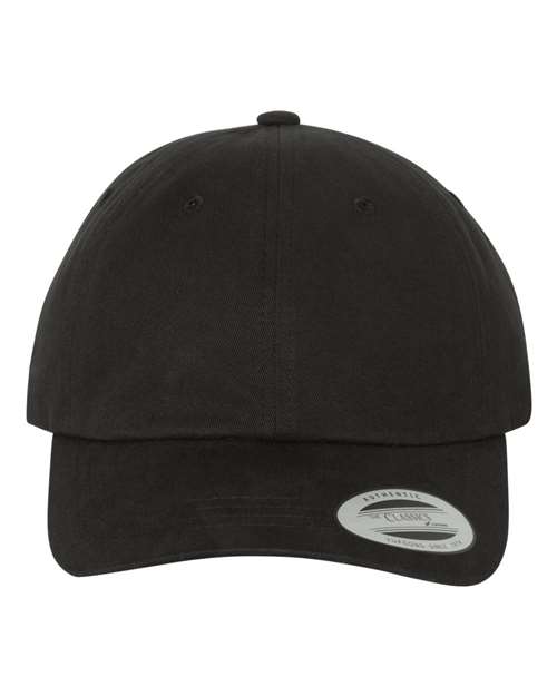 YP Classics 6245PT, Peached Cotton Twill Dad Hat, Black