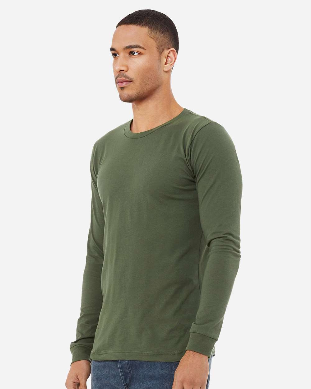 BELLA + CANVAS 3501, T-Shirts - Long Sleeve, Military Green