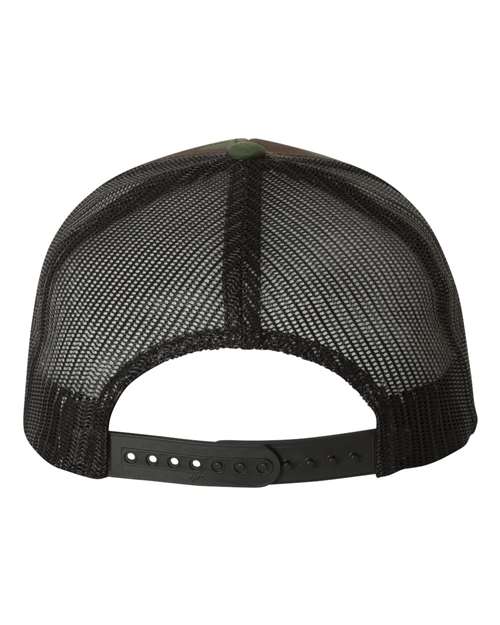 YP Classics 6606, Retro Trucker Cap, Green Camo/ Black