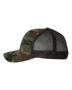 YP Classics 6606, Retro Trucker Cap, Green Camo/ Black