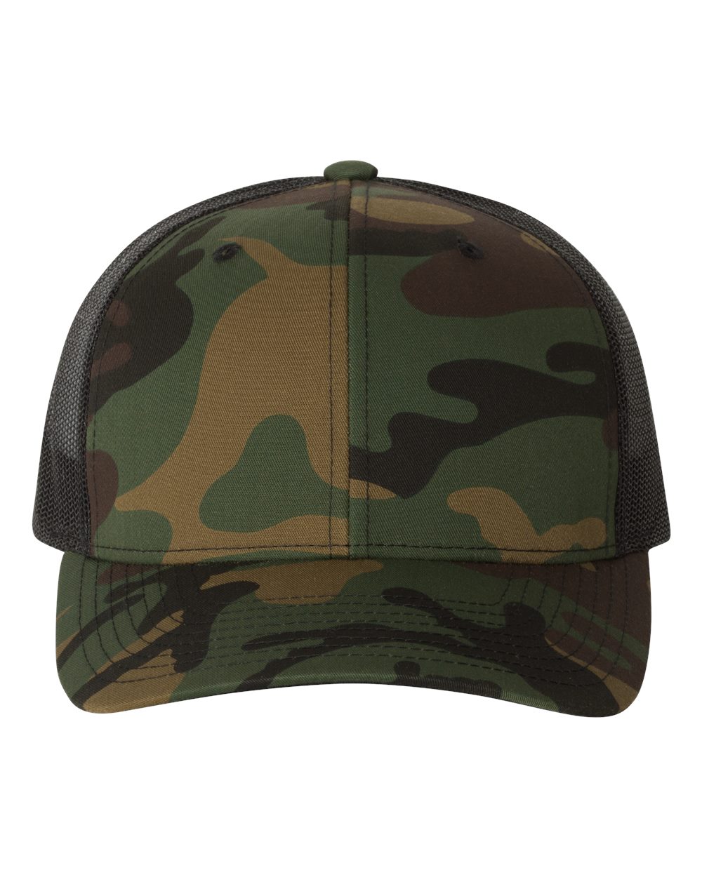YP Classics 6606, Retro Trucker Cap, Green Camo/ Black