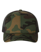 YP Classics 6606, Retro Trucker Cap, Green Camo/ Black