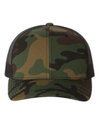 YP Classics 6606, Retro Trucker Cap, Green Camo/ Black