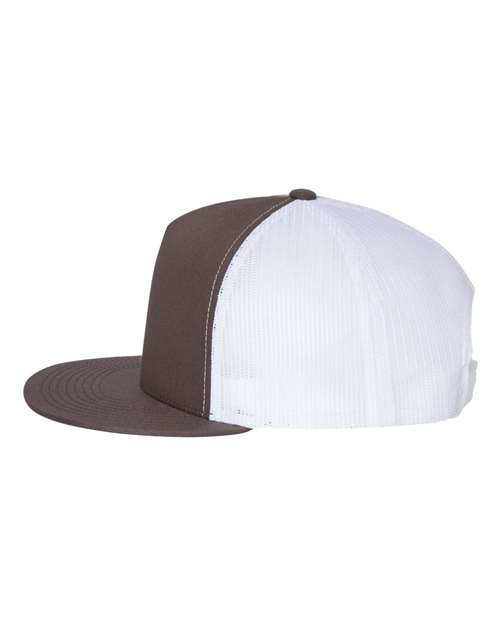 YP Classics 6006, Classic Five-panel Trucker Cap, Brown/ White
