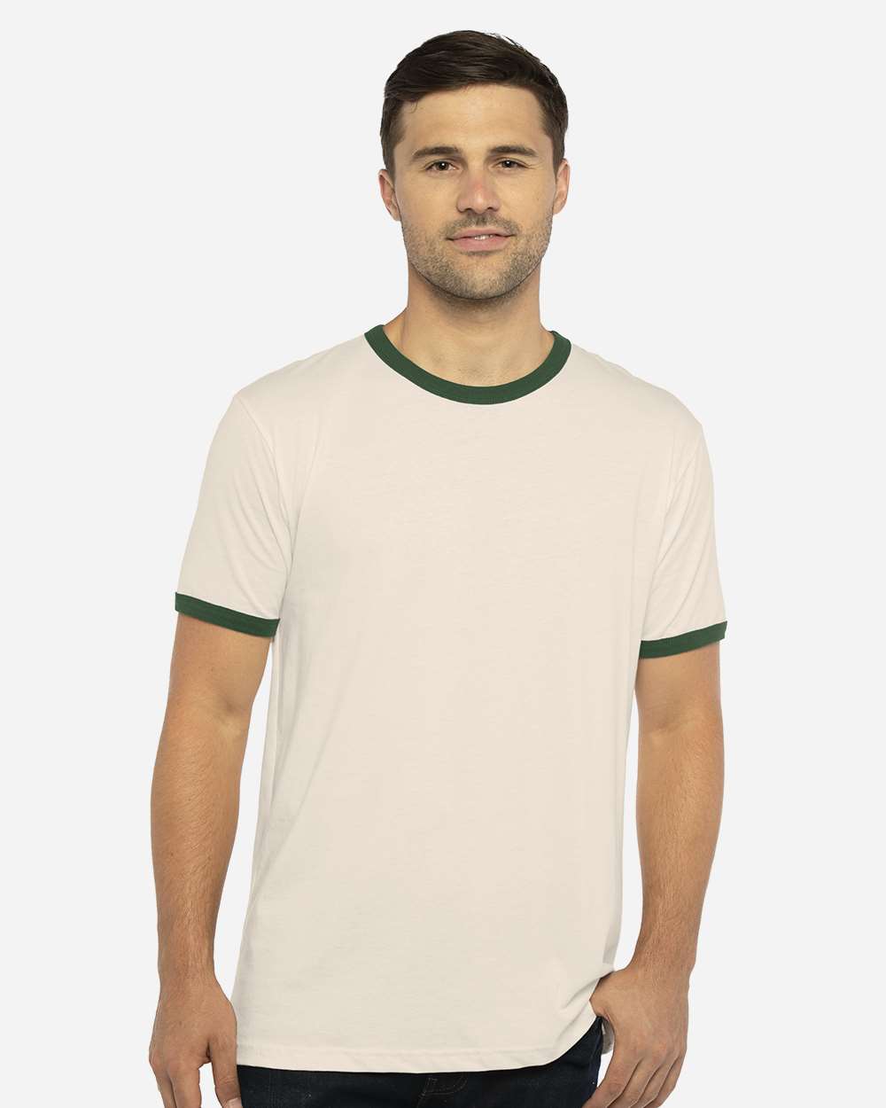 Next Level 3604, T-Shirts - Premium, Natural/ Forest Green