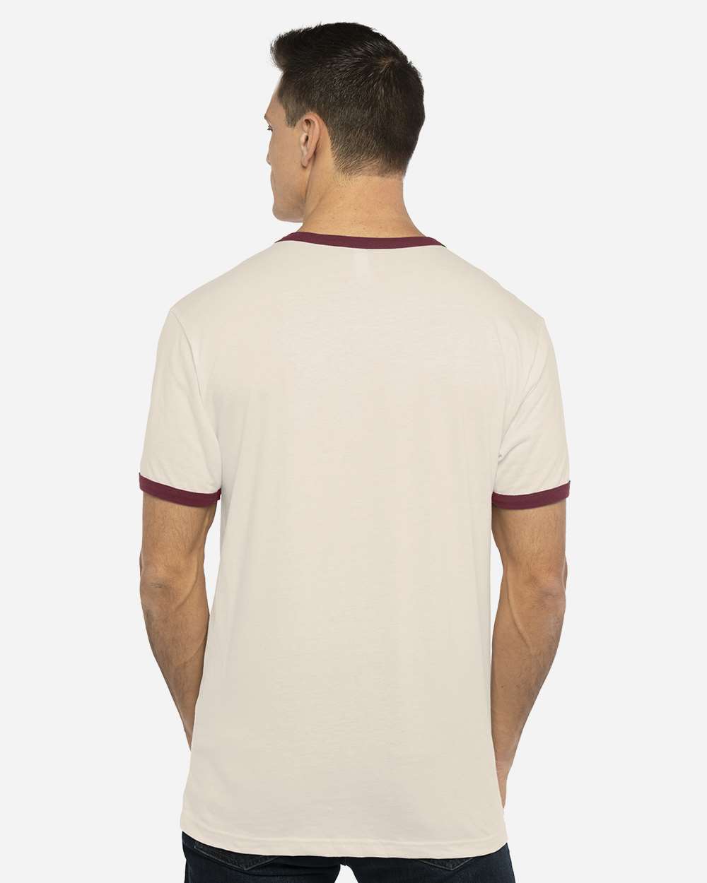 Next Level 3604, T-Shirts - Premium, Natural/ Maroon