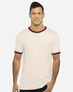 Next Level 3604, T-Shirts - Premium, Natural/ Maroon
