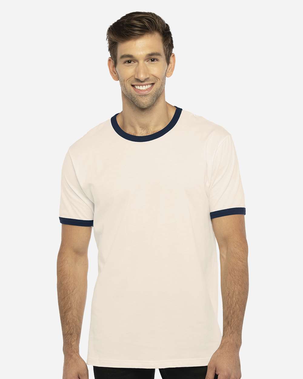 Next Level 3604, T-Shirts - Premium, Natural/ Midnight Navy
