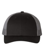 Richardson 115, Low Pro Trucker Cap, Black/ Charcoal