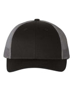 Richardson 115, Low Pro Trucker Cap, Black/ Charcoal