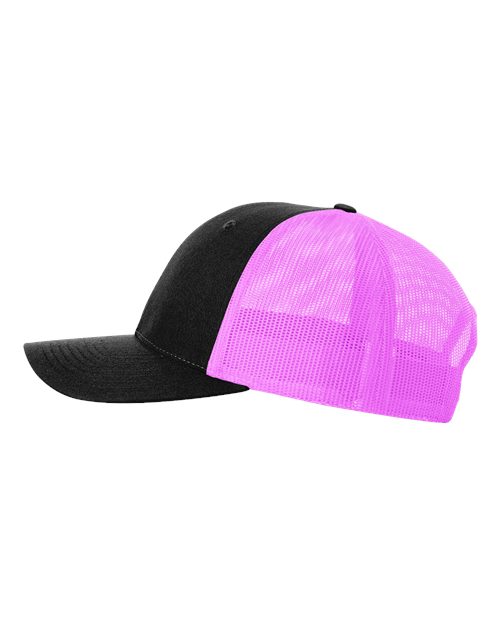 Richardson 115, Low Pro Trucker Cap, Black/ Neon Pink