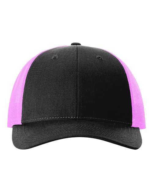 Richardson 115, Low Pro Trucker Cap, Black/ Neon Pink