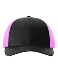 Richardson 115, Low Pro Trucker Cap, Black/ Neon Pink