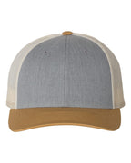 Richardson 115, Low Pro Trucker Cap, Heather Grey/ Birch/ Amber Gold