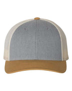 Richardson 115, Low Pro Trucker Cap, Heather Grey/ Birch/ Amber Gold