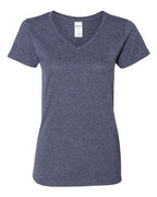 Gildan 3461, 5v00l Women's Heavy Cotton V-neck T-shirt, Heather Navy
