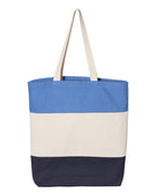 Q-Tees Q125900, 11l Tri-color Tote, Black/ Natural/ Light Grey