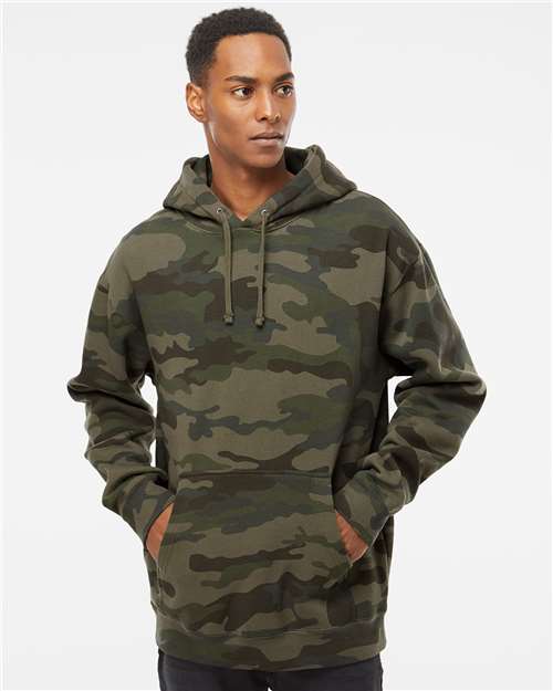 Independent Trading Co. IND4000, Unisex Heavyweight Hooded Sweatshirt, Forest Camo