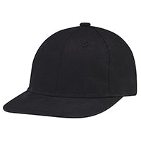 AJM International 6F660B, 6 Panel Constructed Flat Peak (youth), Black