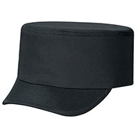 AJM International 6J360M, 2 Panel Military, Pre-curved Short Peak With 4 Rows Of Stitching, Self Cloth Tuck-in Back Strap With, Black