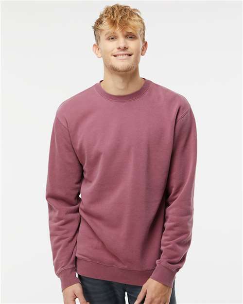 Independent Trading Co. PRM3500, Unisex Midweight Pigment-dyed Crewneck Sweatshirt, Pigment Maroon