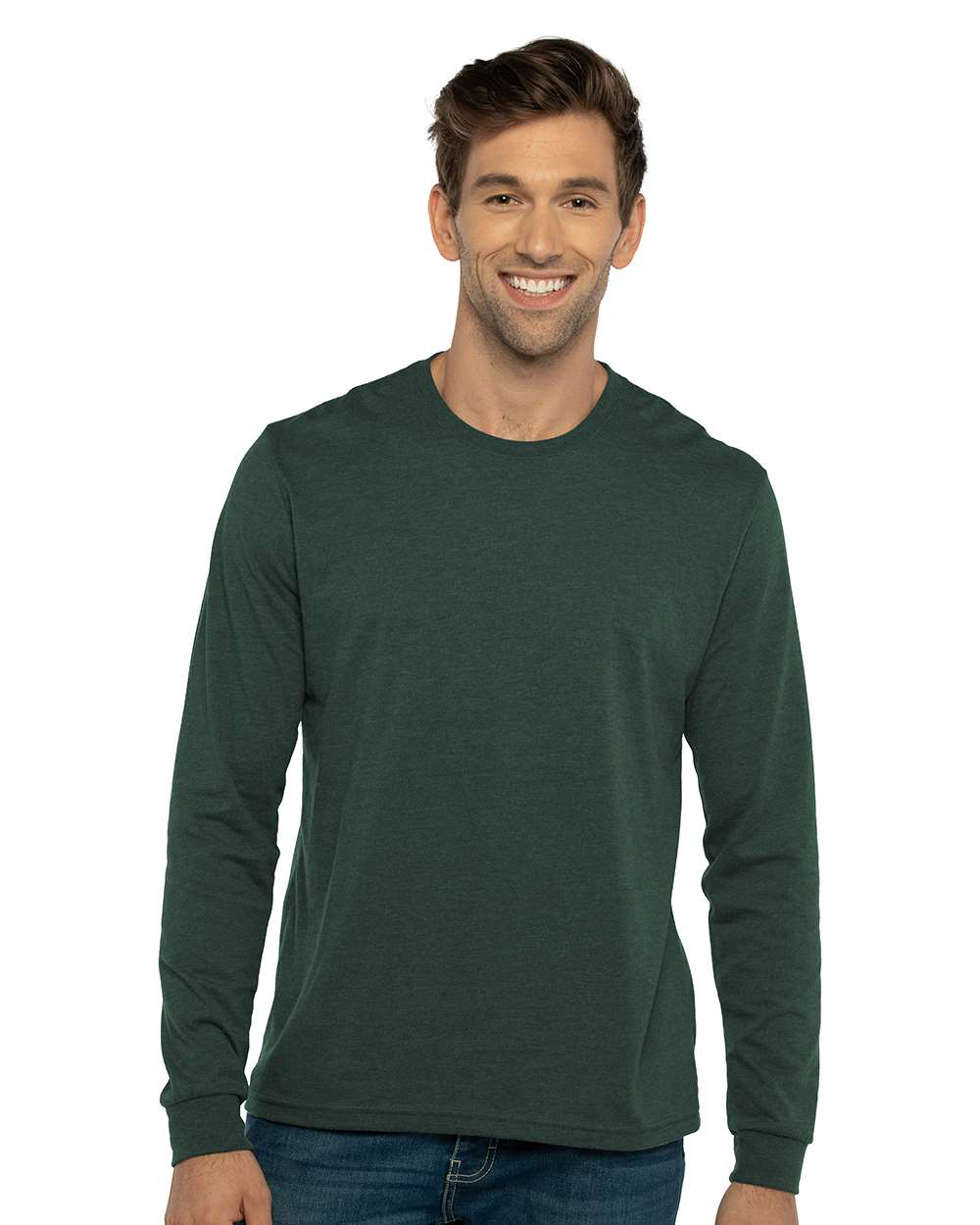 Next Level 6411, T-Shirts - Long Sleeve, Heather Forest Green