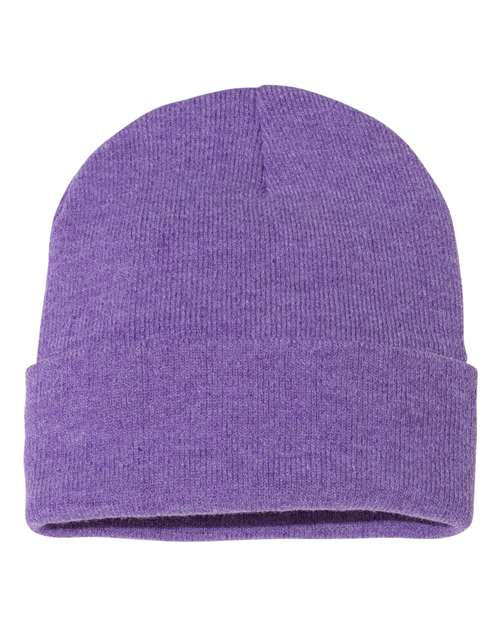 Sportsman SP12, 12" Solid Cuffed Beanie, Heather Purple