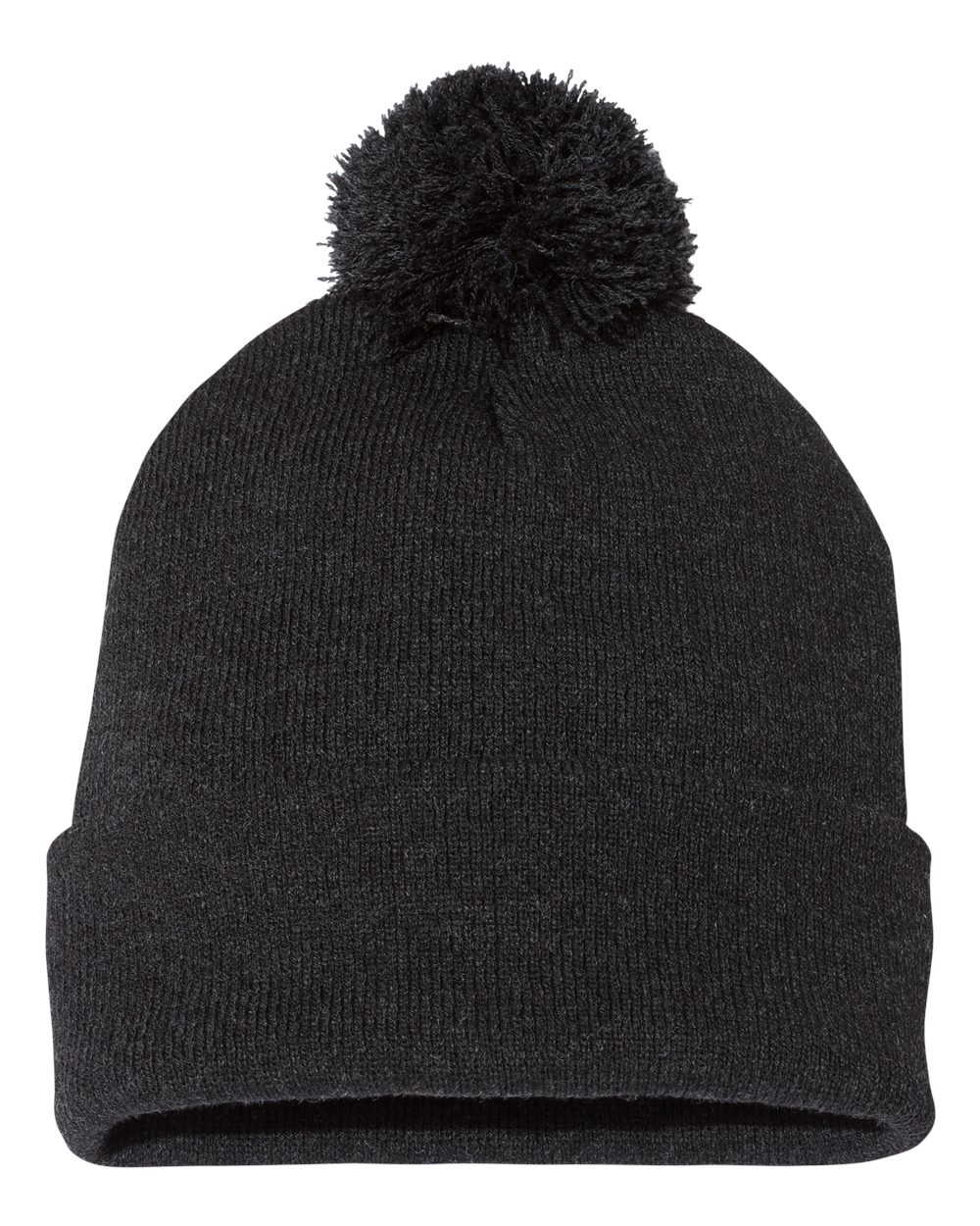 Sportsman SP15, 3015 12" Pom-pom Cuffed Beanie, Heather Charcoal