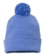 Sportsman SP15, 3015 12" Pom-pom Cuffed Beanie, Heather Royal