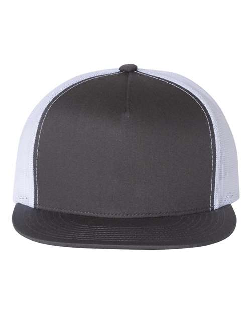 YP Classics 6006, Classic Five-panel Trucker Cap, Charcoal/ White