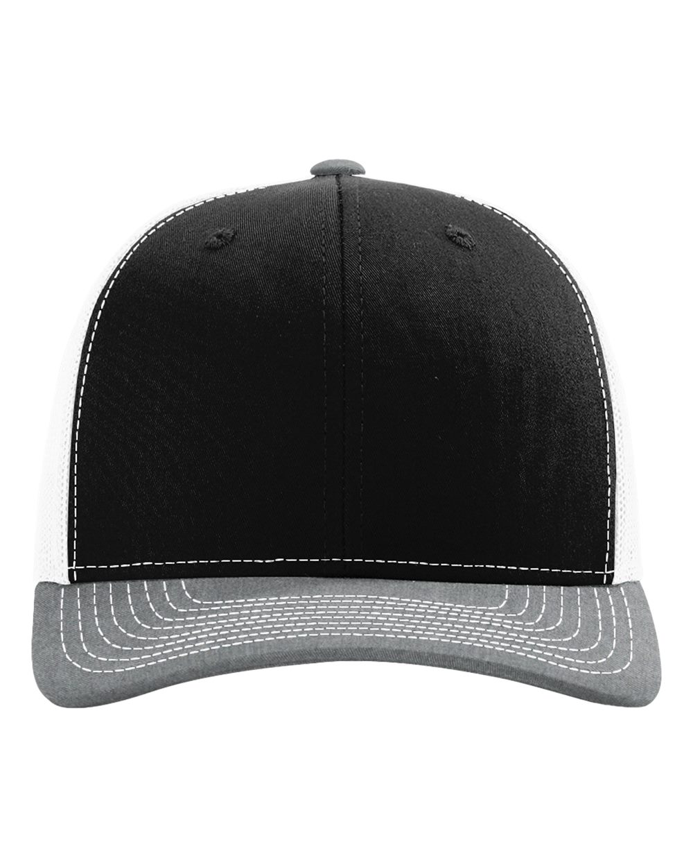 Richardson 112, Snapback Trucker Cap, Black/ White/ Heather Grey