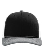 Richardson 112, Snapback Trucker Cap, Black/ White/ Heather Grey