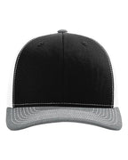 Richardson 112, Snapback Trucker Cap, Black/ White/ Heather Grey