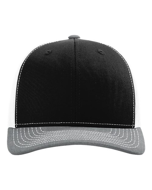 Richardson 112, Snapback Trucker Cap, Black/ White/ Heather Grey