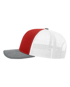 Richardson 112, Snapback Trucker Cap, Red/ White/ Heather Grey