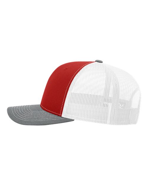 Richardson 112, Snapback Trucker Cap, Red/ White/ Heather Grey