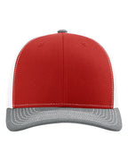 Richardson 112, Snapback Trucker Cap, Red/ White/ Heather Grey