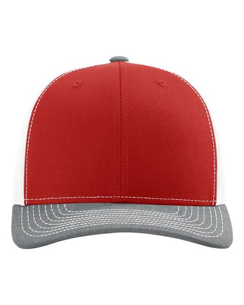 Richardson 112, Snapback Trucker Cap, Red/ White/ Heather Grey