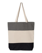 Q-Tees Q125900, 11l Tri-color Tote, Black/ Natural/ Light Grey