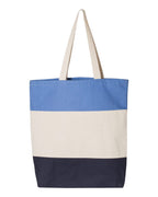 Q-Tees Q125900, 11l Tri-color Tote, Navy/ Natural/ Carolina Blue