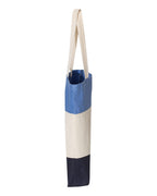 Q-Tees Q125900, 11l Tri-color Tote, Navy/ Natural/ Carolina Blue
