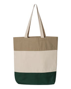 Q-Tees Q125900, 11l Tri-color Tote, Forest/ Natural/ Khaki
